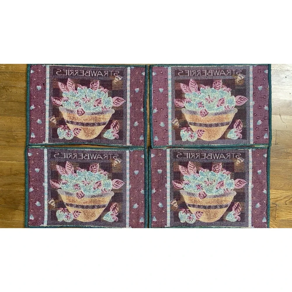 Placemats Strawberries & Bees 4 Placemats Tapestry Style Country Picnic Outdoors